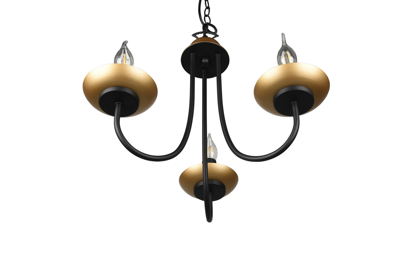 Kattokruunu TRIO Livia E14 3-osainen mattamusta/kulta