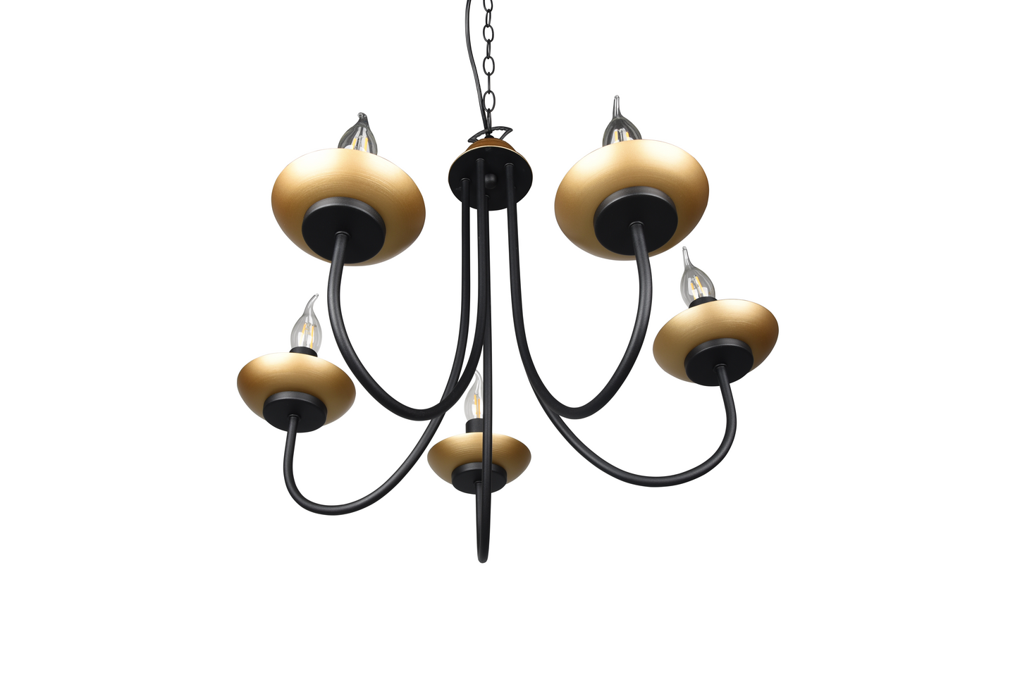 Kattokruunu TRIO Livia E14 5-osainen mattamusta/kulta