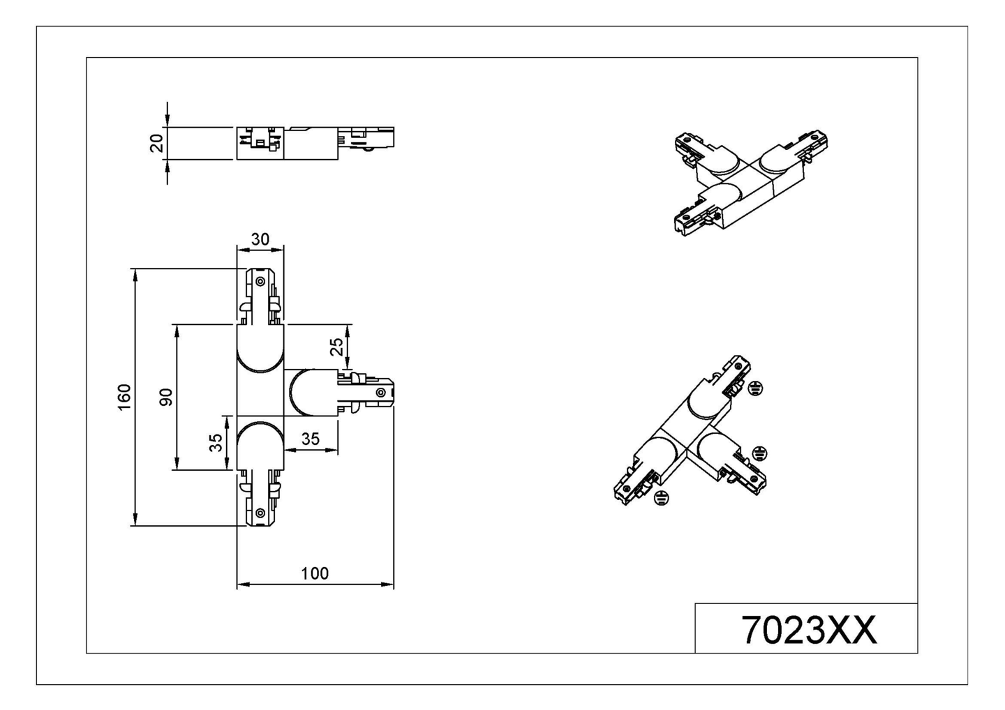 T-liitin TRIO Duoline suojamaadoitus oikealla mattamusta