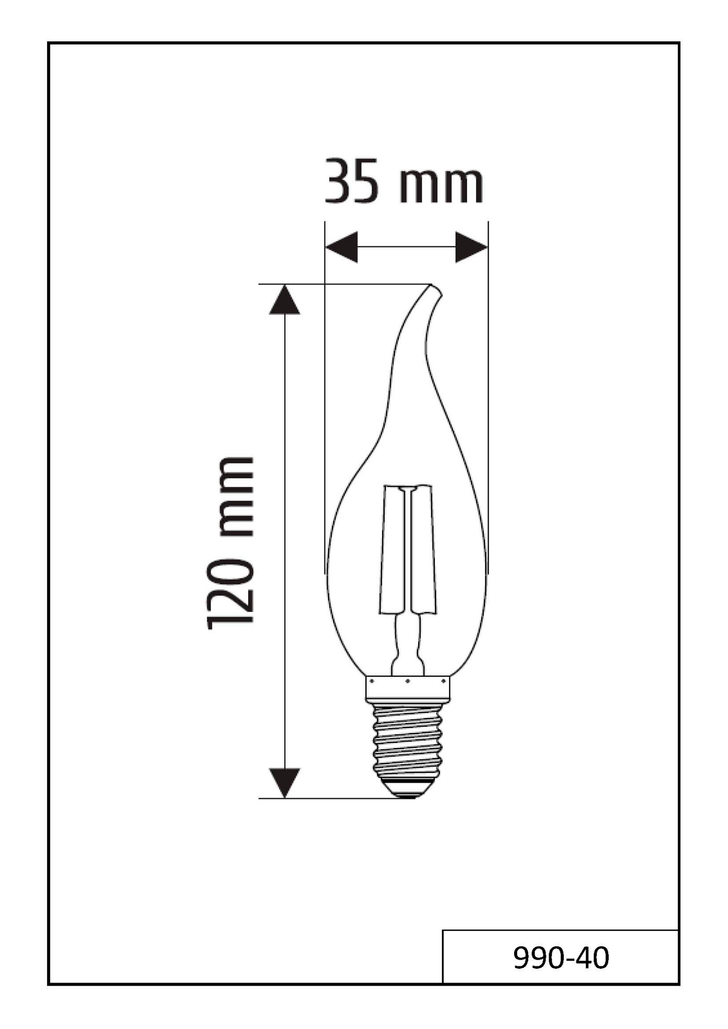 Led-lamppu TRIO Filament liekki E14 4W 470Llm 2700K kirkas
