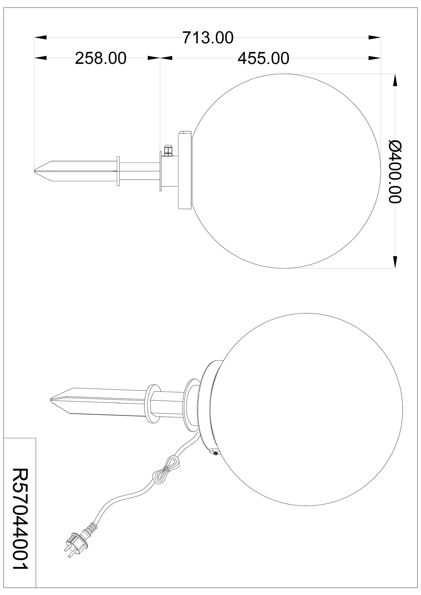 Maapiikkiulkovalaisin TRIO Bolo E27 40cm valkoinen