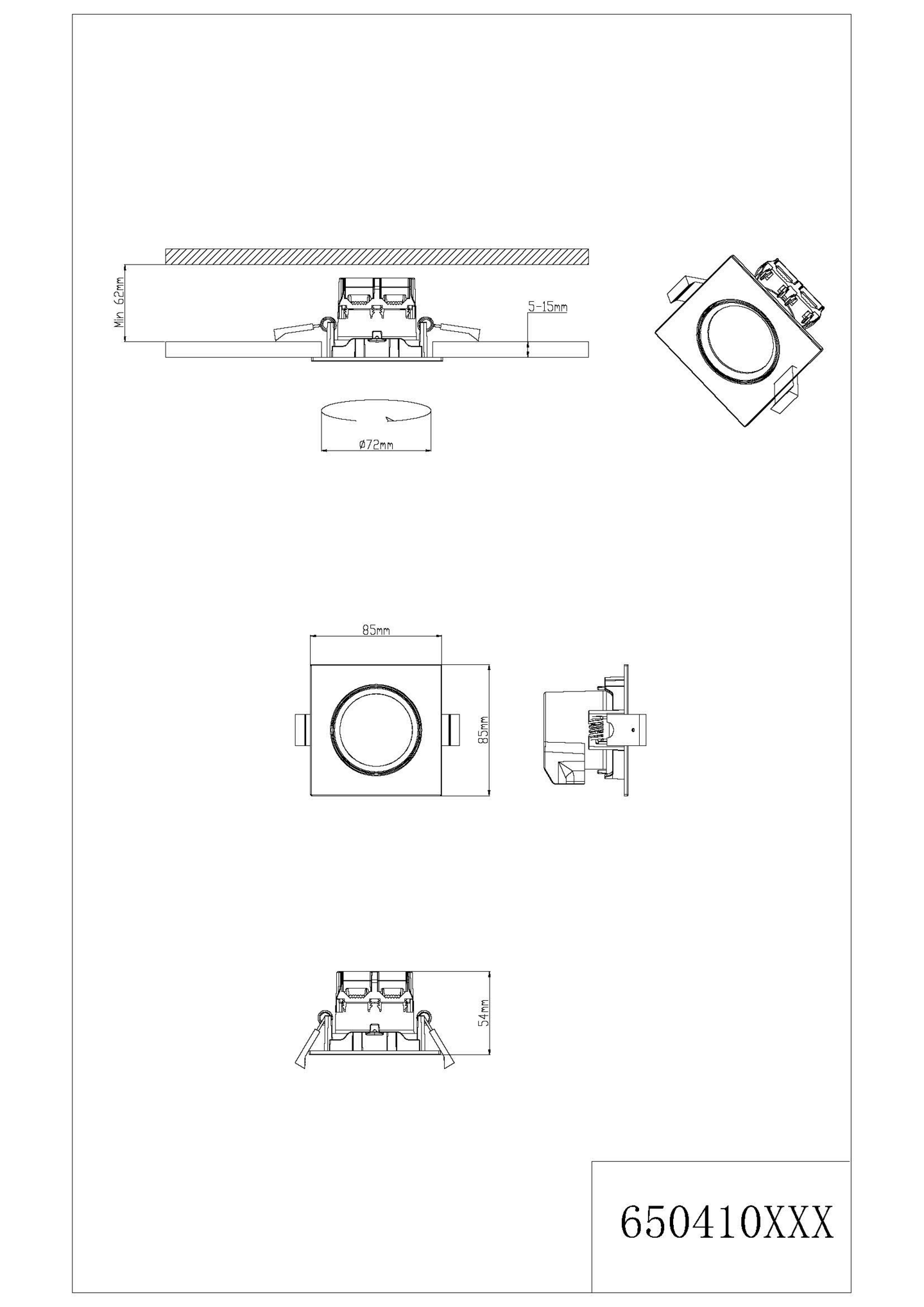 Uppospotti TRIO Pamir led 345lm neliö kromi