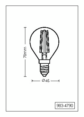 Led-lamppu TRIO Filament Vakio E14 4W 400lm 2700K switch dimmer ruskea
