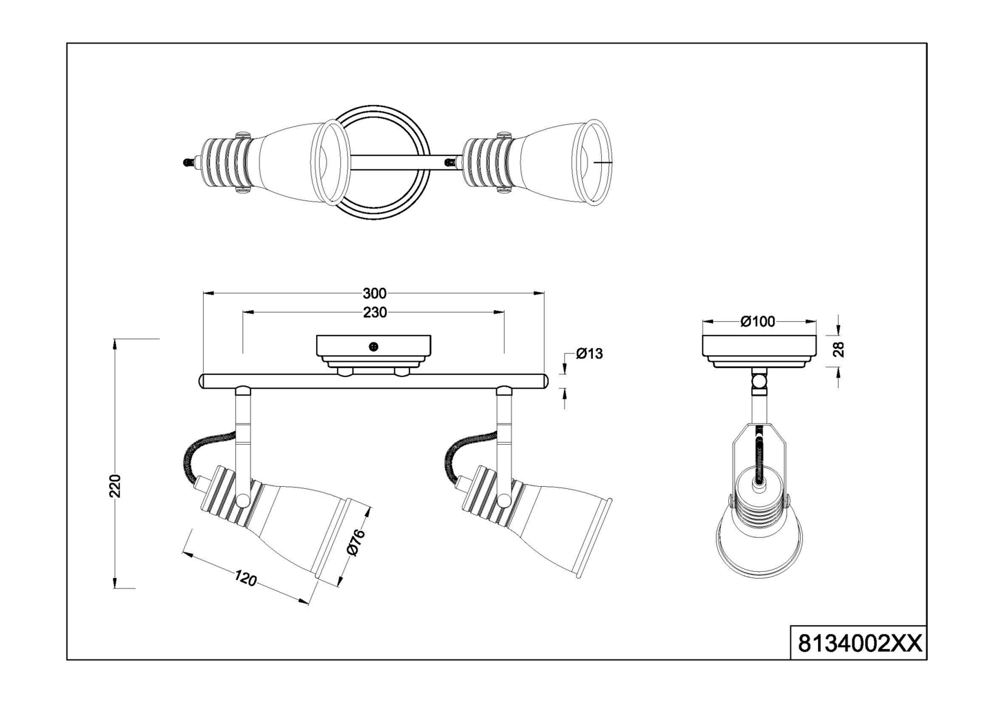 Spotti TRIO Steam E14 2-osainen antiikkivalkoinen