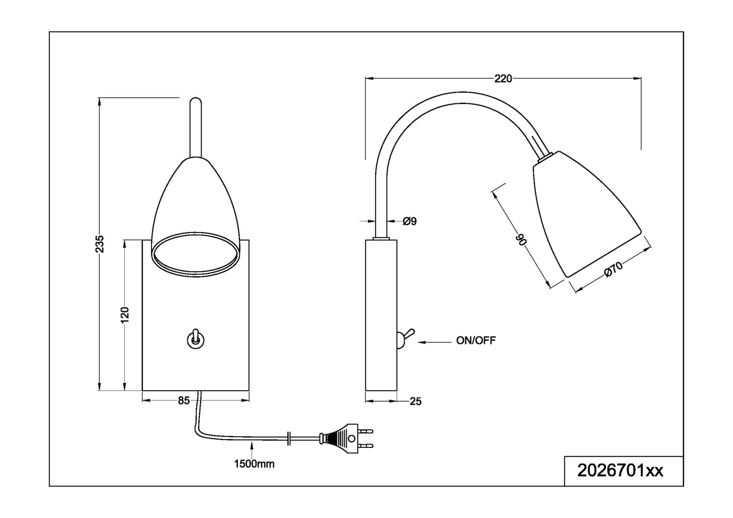 Seinävalaisin TRIO Wanda GU10 harjattu teräs