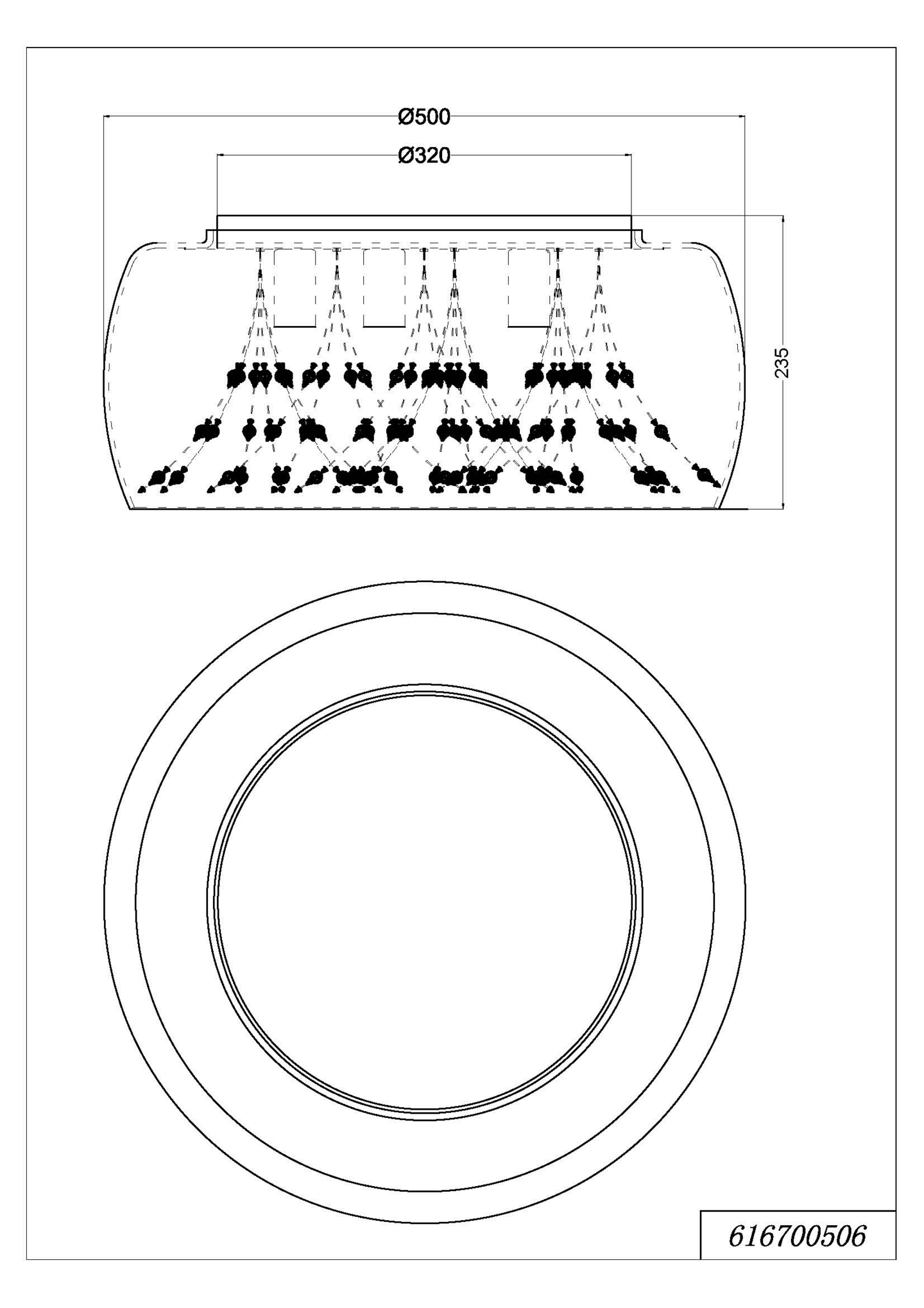 Kattovalaisin TRIO Crystel 5xE14 50cm kromi/savulasi