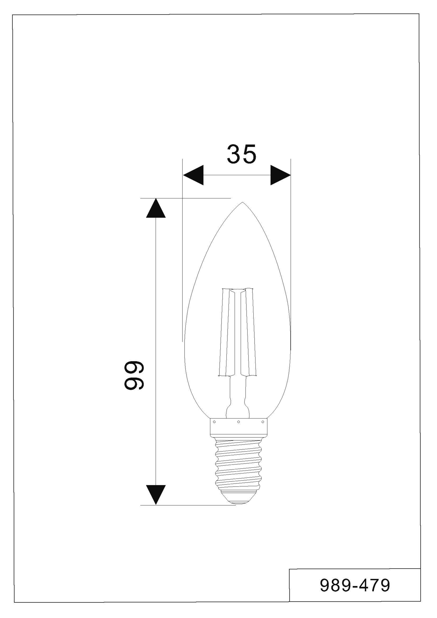 Led-lamppu TRIO Filament kynttilä E14 4W 400lm 2700K ruskea
