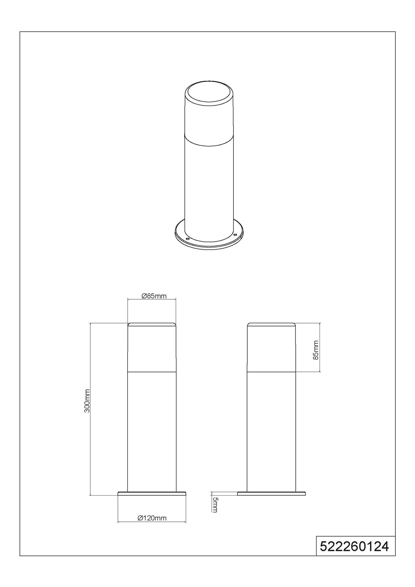 Ulkopylväsvalaisin TRIO Hoosic E27 30cm rustiikki