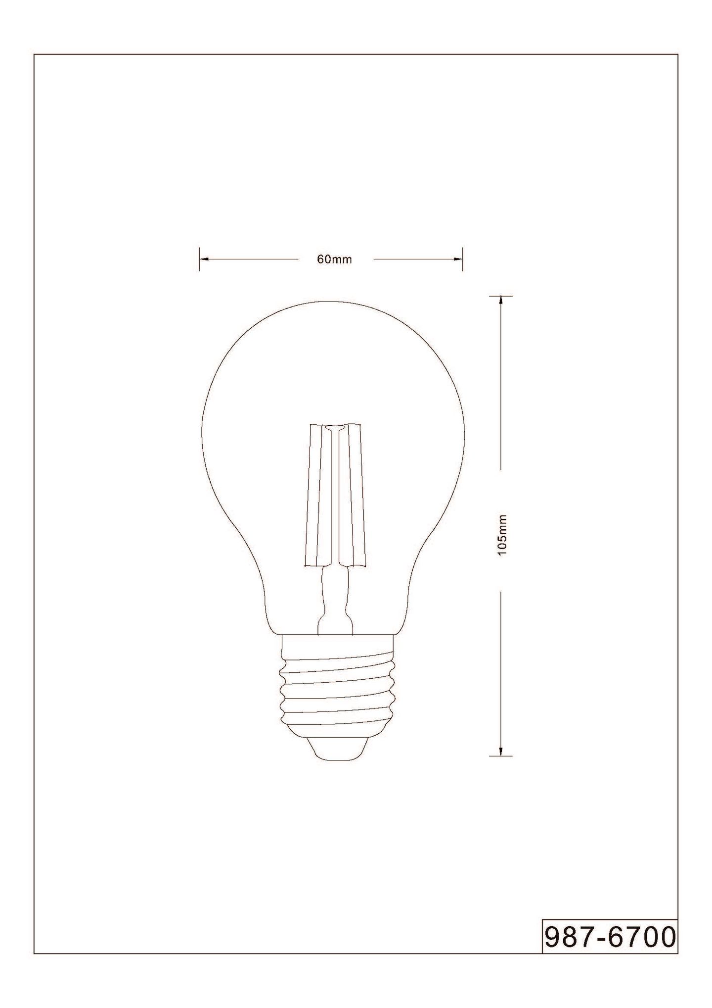 Led-lamppu TRIO Filament vakio E27 8W 700lm 2700K switch dimmer ruskea