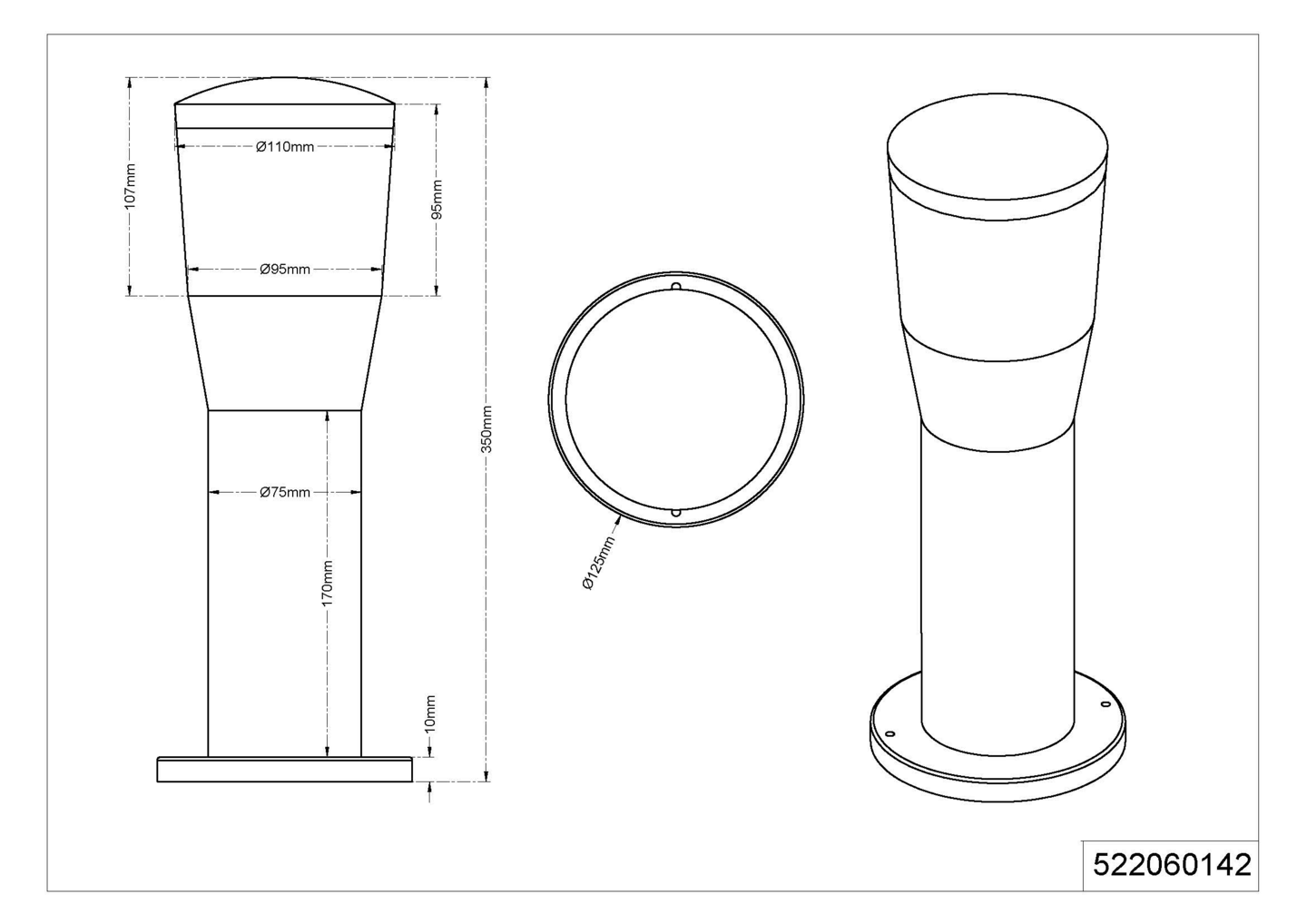 Ulkopylväsvalaisin TRIO Shannon led 660lm 35cm antrasiitti