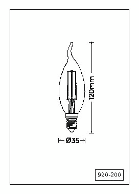 Led-lamppu TRIO Filament liekki E14 2W 250lm 2700K kirkas