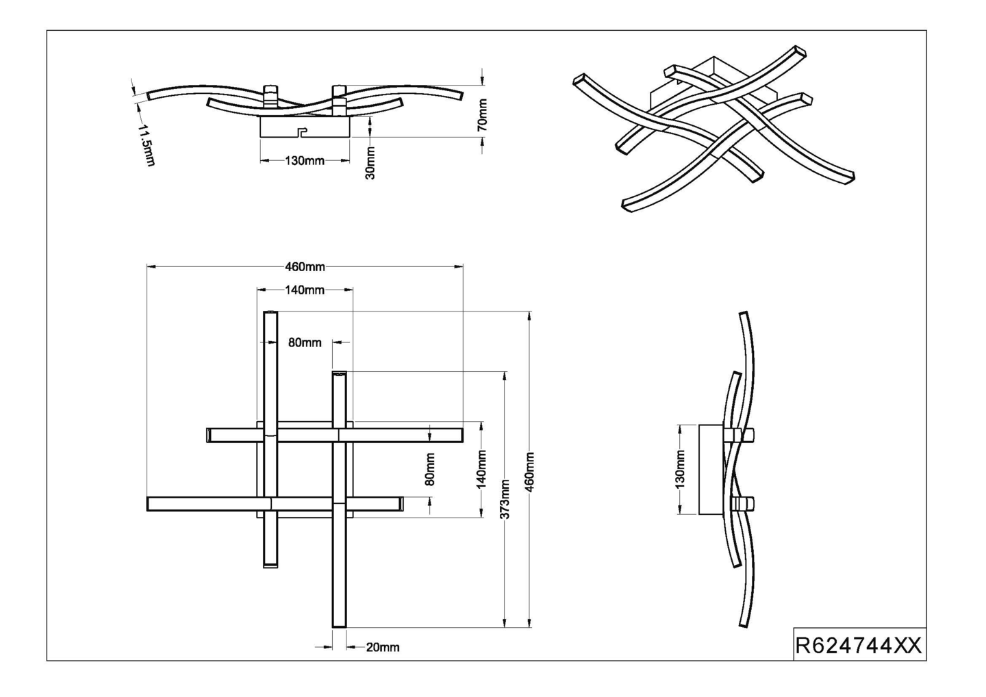 Kattovalaisin TRIO Route led 4x600Lm 4000K 4-Os Mattamusta