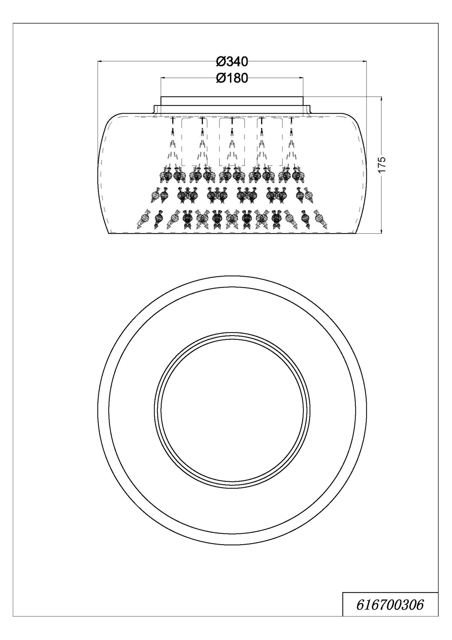 Kattovalaisin TRIO Crystel 3xE14 35cm kromi/savulasi