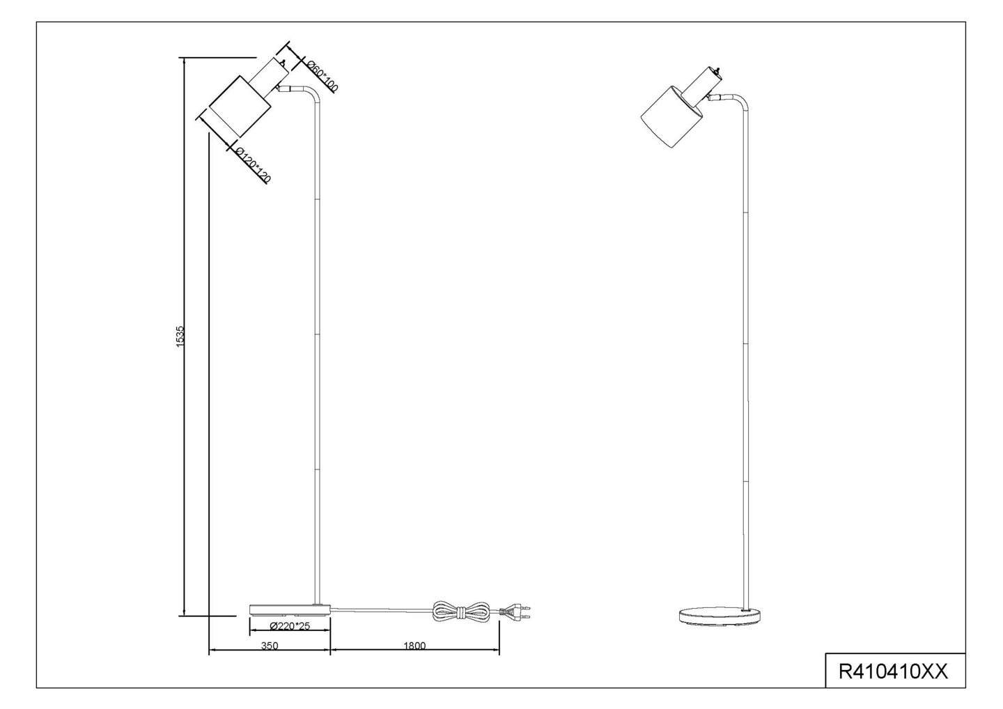 Lattiavalaisin TRIO Adam E27 harmaa/kromi
