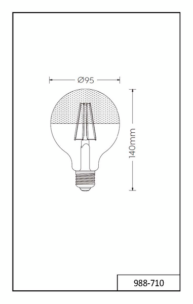 Led-lamppu TRIO Filament globe E27 7W 680lm 2700K kromi