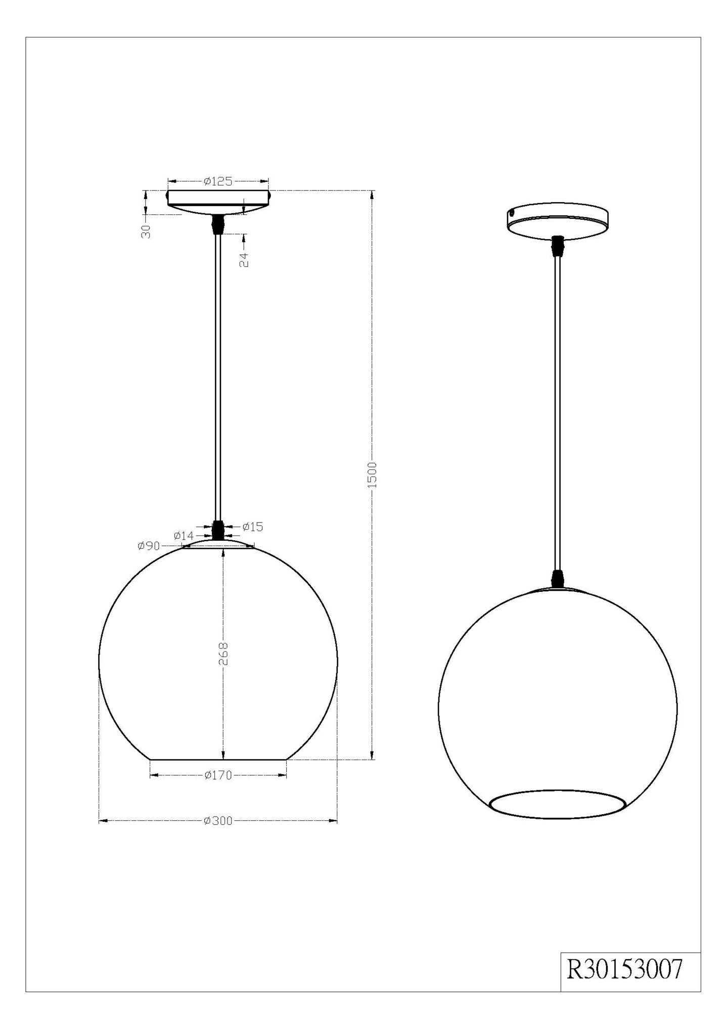 Riippuvalaisin TRIO Moon E27 30cm harjattu teräs