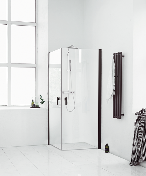 HÖRNDUSCH SVEDBERGS SKOGA RAK SVART MATT RÖKGLAS 70X70X198CM