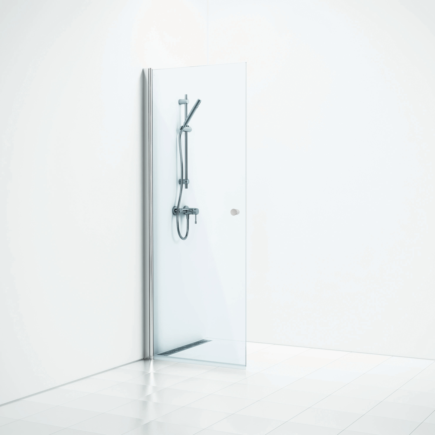 Suihkuseinä Svedbergs Skoga suora 57x198 alumiini matta/kirkas