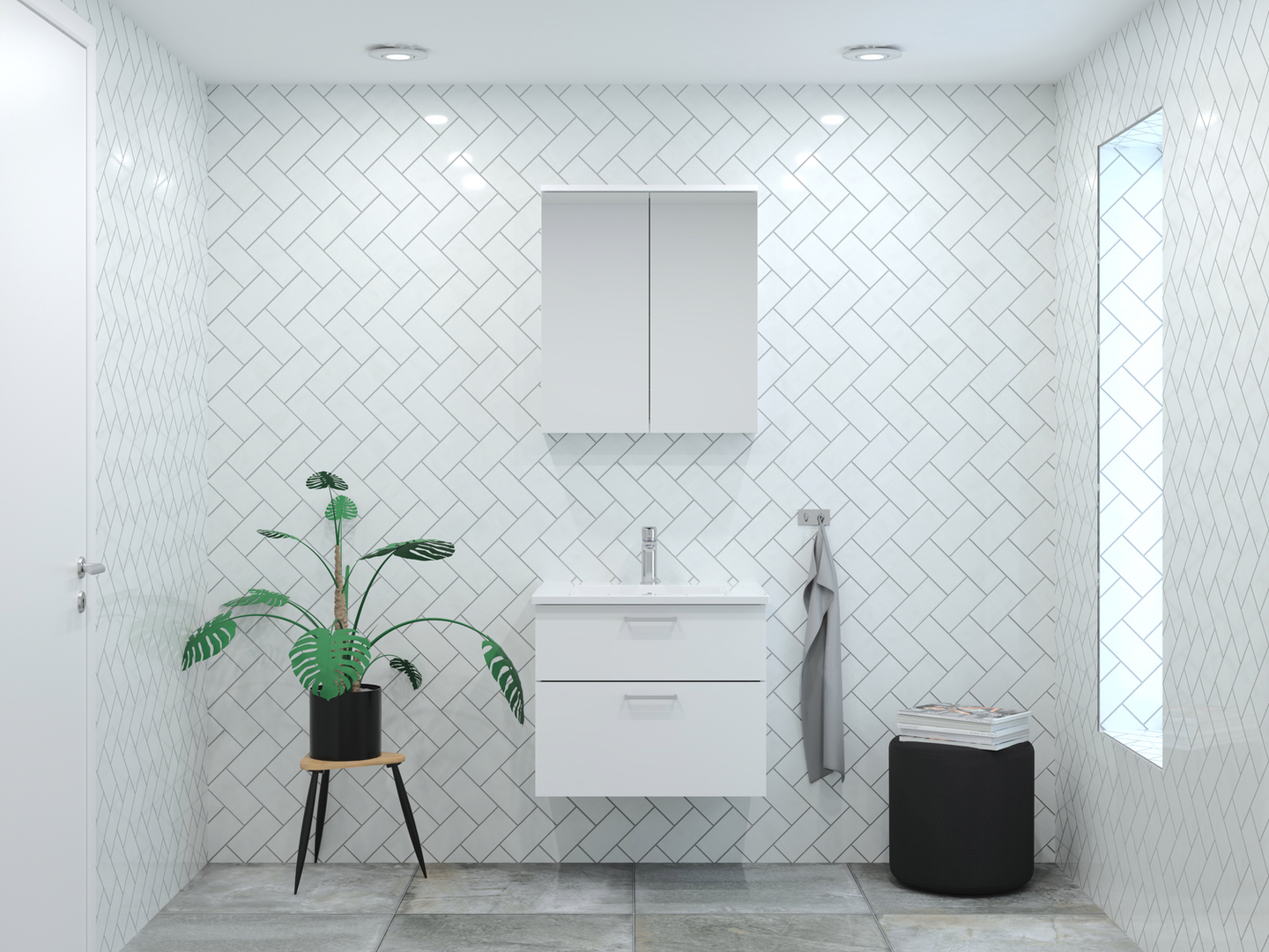 TVÄTTSTÄLLSSKÅP SVEDBERGS FORMA VIT 2LÅD B1 ECLEAN 60X45X50CM