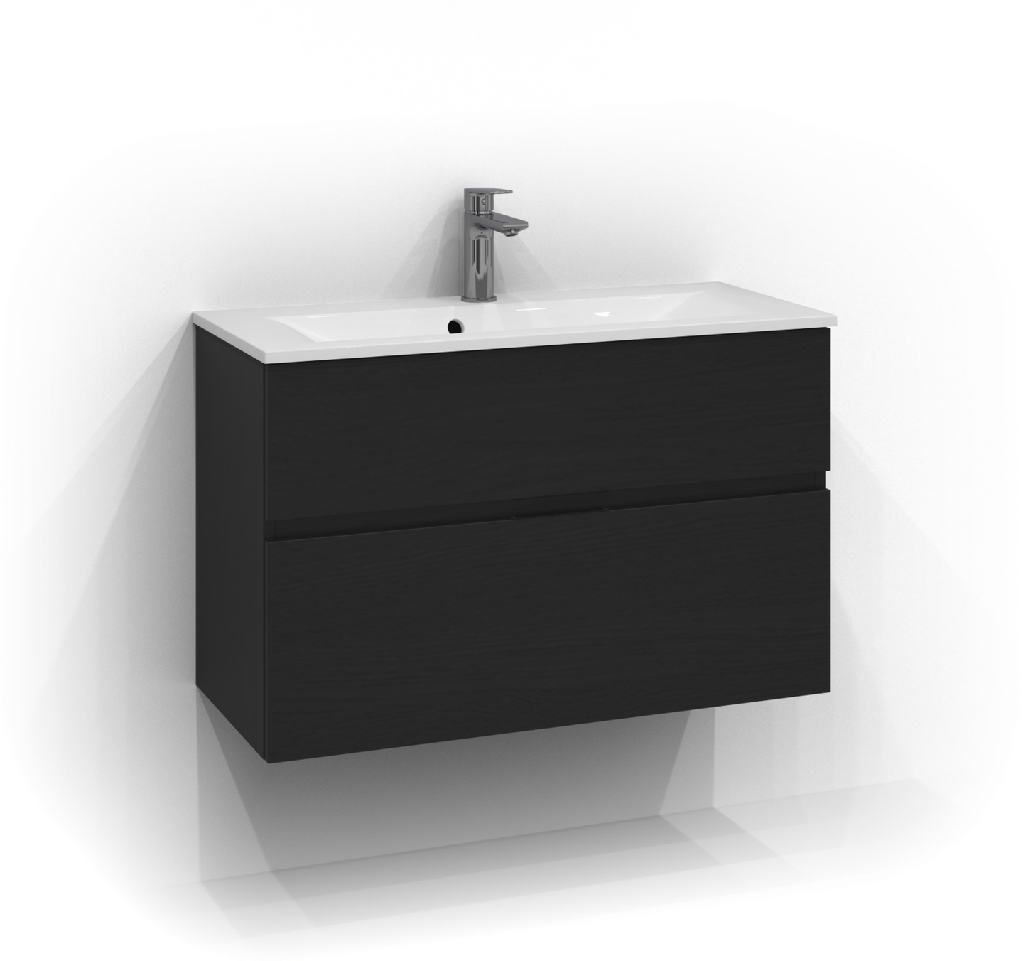 Allaskaappi Svedbergs Forma Sans 80x35 musta tammi 2 laatikkoa