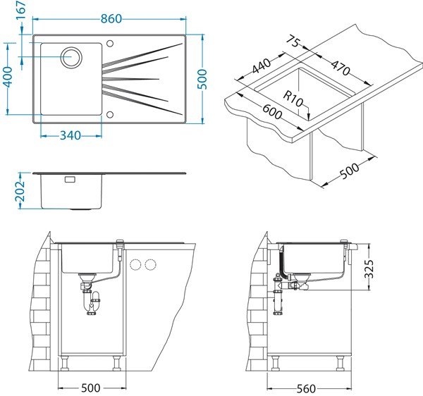 Keittiöallas Alveus Karat 10 Vasen Lasi