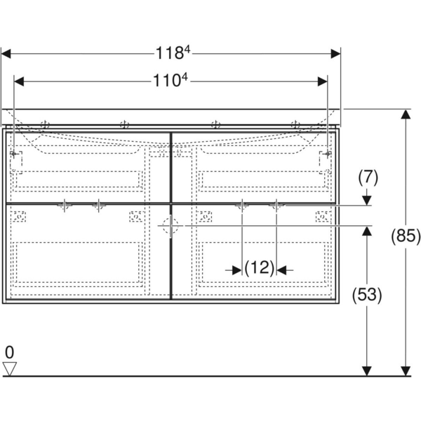 Allaskaappipaketti IDO Sense Art 120cm neljällä laatikolla valkoinen