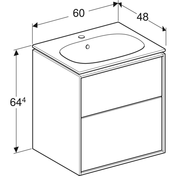 Allaskaappipaketti IDO Sense Art 60cm slim design laatikoilla tammi