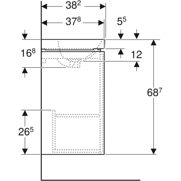 Allaskaappipaketti IDO Sense Art 45cm yhdellä ovella valkoinen