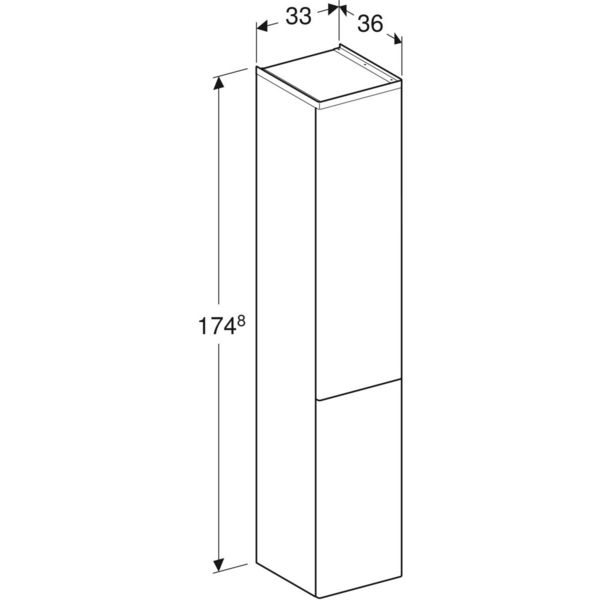 Korkeakaappi IDO Glow Square 33cm kahdella ovella ja vetimillä tammi