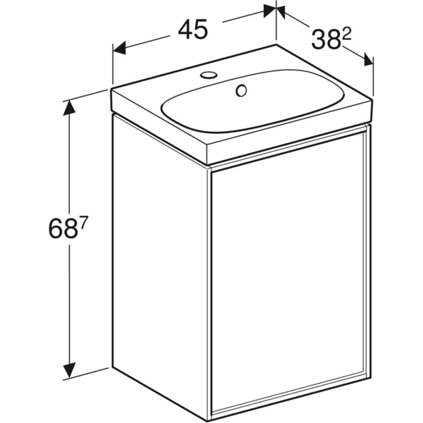 Allaskaappipaketti IDO Sense Art 45cm yhdellä ovella valkoinen
