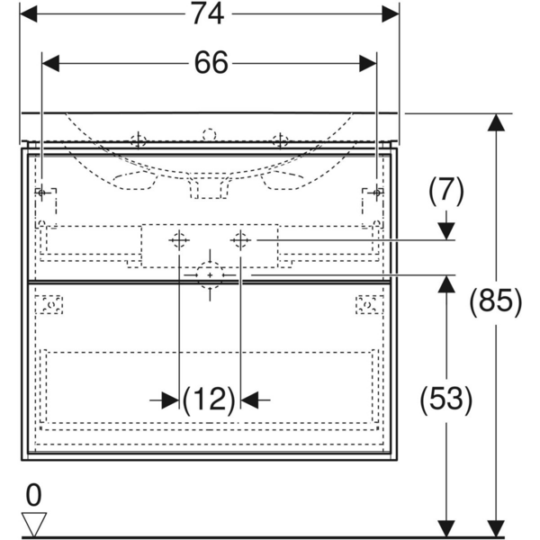 Allaskaappipaketti IDO Sense Art 75cm laatikoilla valkoinen
