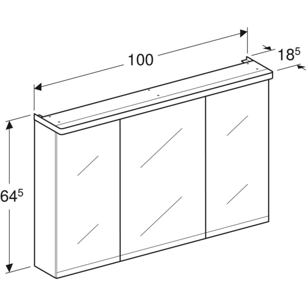 Peilikaappi IDO Glow Square L100xS18,5xK64,5cm NCS