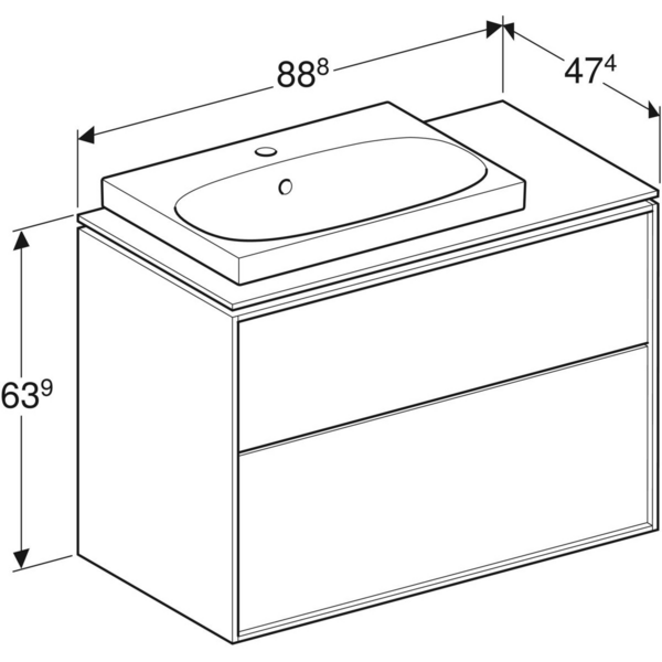 Allaskaappipaketti IDO Sense Art 88,8cm laskutaso oikea laatikoilla valkoinen