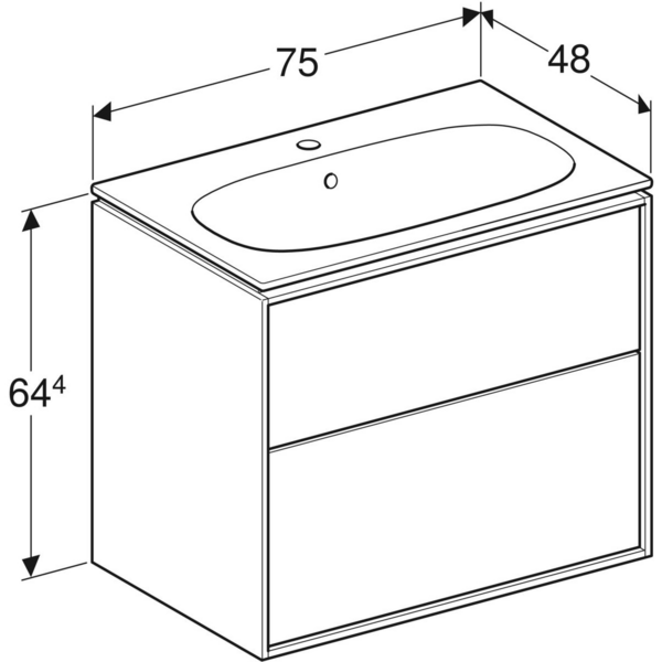 Allaskaappipaketti IDO Sense Art 75cm slim design laatikoilla tammi