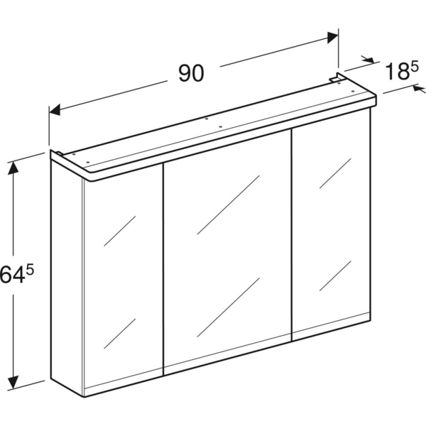 Peilikaappi IDO Glow Square L90xS18,5xK64,5cm tammi