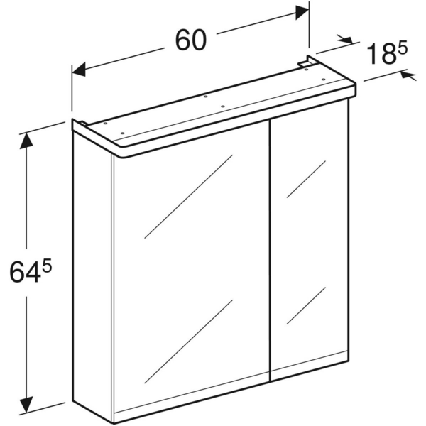 Peilikaappi IDO Glow Square oikea L60xS18,5xK64,5cm NCS