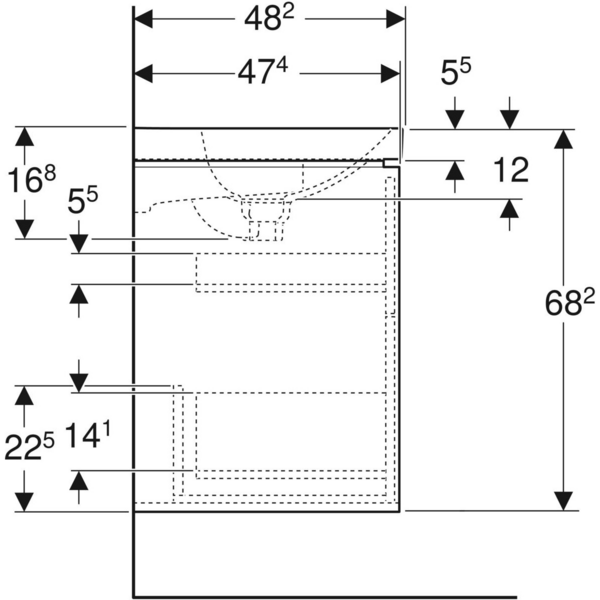 Allaskaappipaketti IDO Sense Art 60cm laatikoilla yönsininen