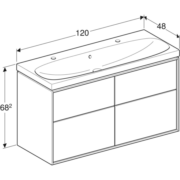 Allaskaappipaketti IDO Sense Art 120cm neljällä laatikolla laava
