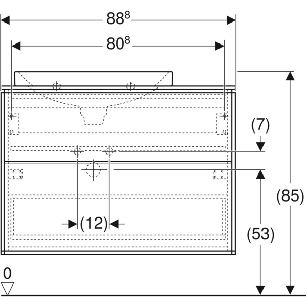Allaskaappipaketti IDO Sense Art 88,8cm laskutaso oikea laatikoilla pähkinä
