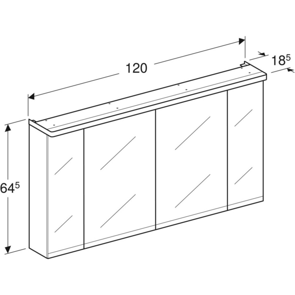 Peilikaappi IDO Glow Square L120xS18,5xK64,5cm tammi