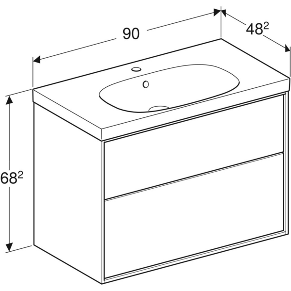 Allaskaappipaketti IDO Sense Art 90cm laatikoilla tammi