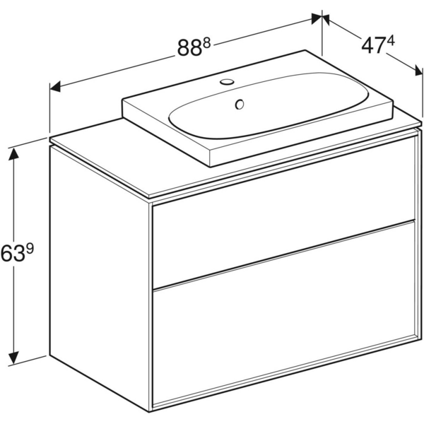 Allaskaappipaketti IDO Sense Art 88,8cm laskutaso vasen laatikoilla valkoinen