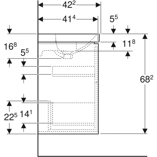 Allaskaappipaketti IDO Sense Art 60cm laatikoilla compact tammi