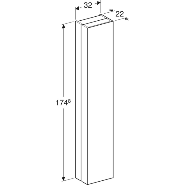 Korkeakaappi IDO Glow Square 32cm ovella ja peilillä vasen tammi