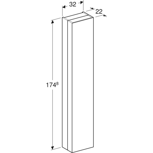 Korkeakaappi IDO Glow Square 32cm ovella ja peilillä oikea tammi