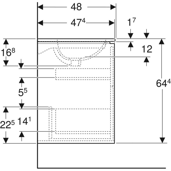 Allaskaappipaketti IDO Sense Art 60cm slim design laatikoilla valkoinen