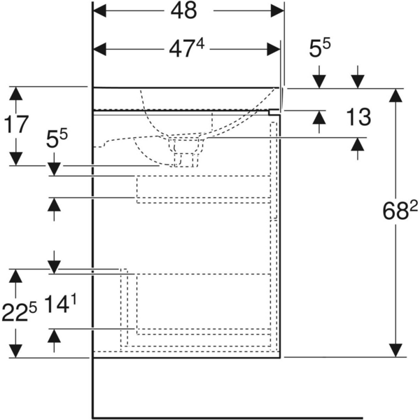 Allaskaappipaketti IDO Sense Art 120cm neljällä laatikolla pähkinä