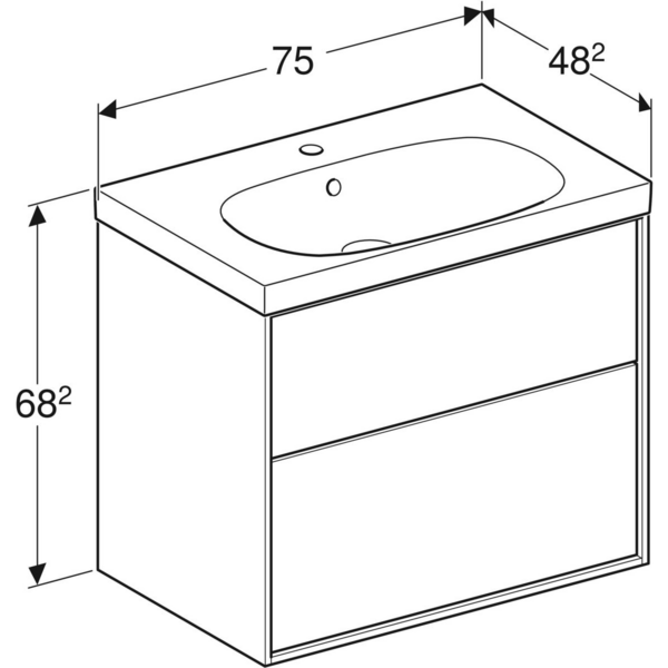 Allaskaappipaketti IDO Sense Art 75cm laatikoilla valkoinen