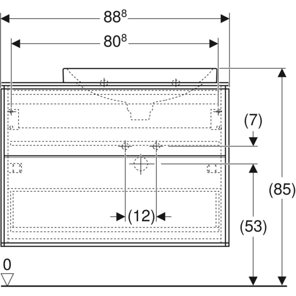 Allaskaappipaketti IDO Sense Art 88,8cm laskutaso vasen laatikoilla valkoinen