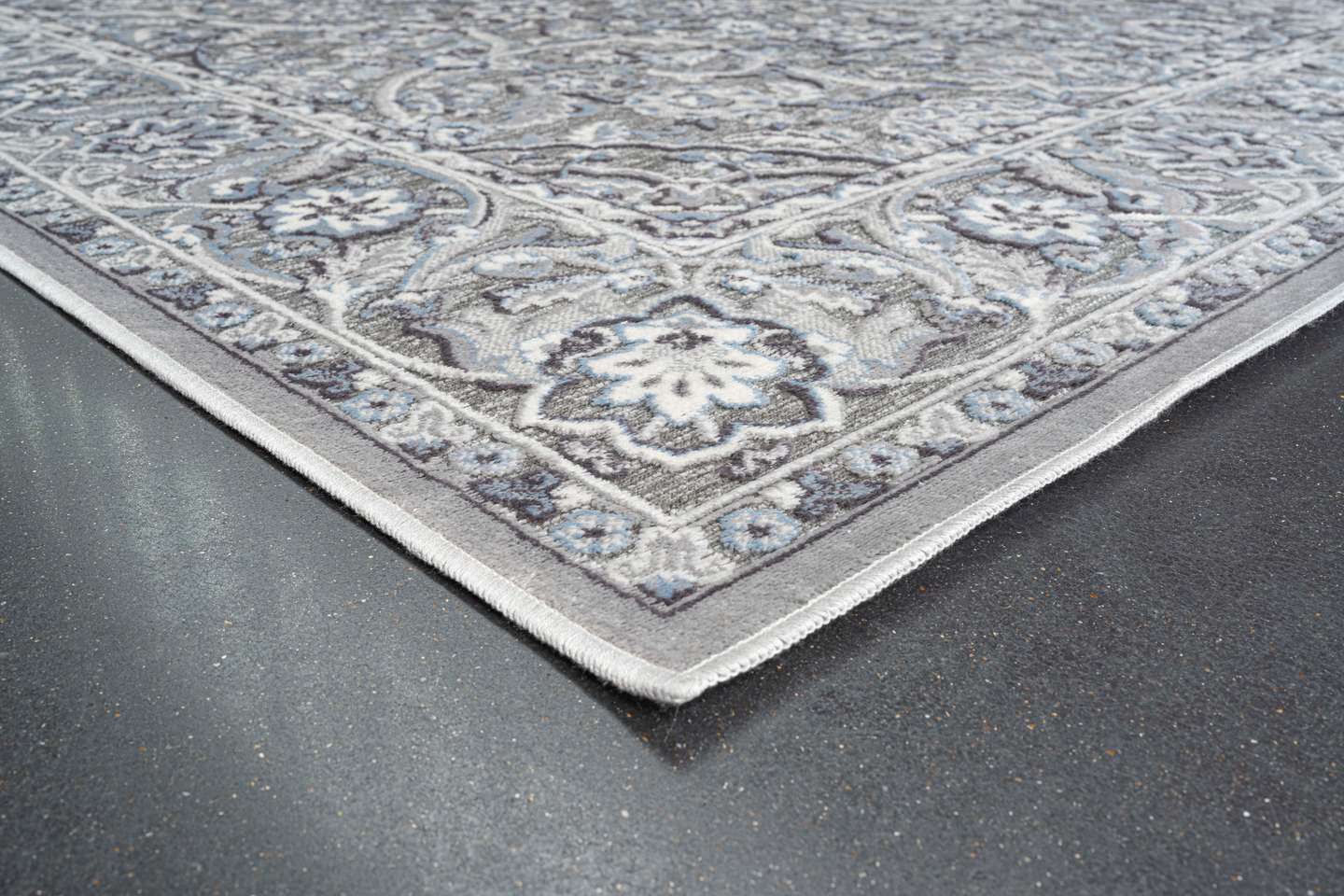 Viskoosimatto Cello Fleur 80x200cm harmaa/sininen